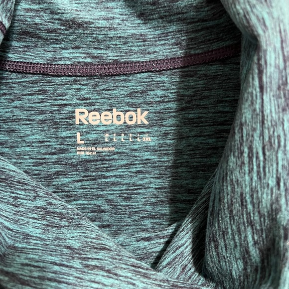 Reebok Play Warm infinity long sleeve shirt mock neck teal black sz L Hi-Lo - Picture 7 of 13